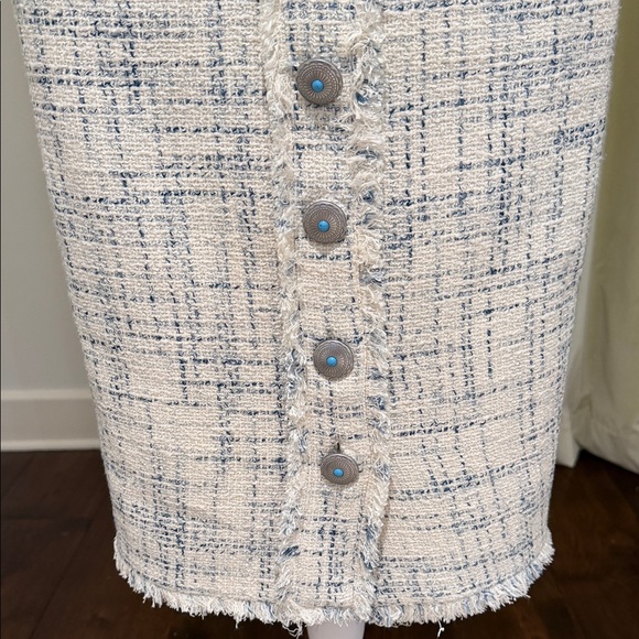 L'AGENCE - Women’s Aya Tweed Midi Dress - Vintage White/Blue Check - Size: 0 - Picture 5 of 11